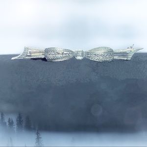 Art Deco Filigree Long Panel Diamond 14K Brooch